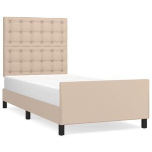 vidaXL Bedframe met hoofdbord kunstleer cappucinnokleurig 80x200 cm