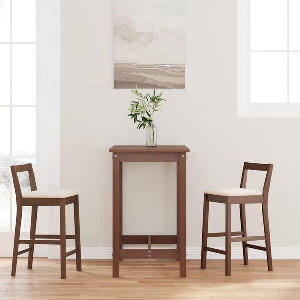 vidaXL Barkrukken met kussens 2 stuks Bruin massief hout rubber