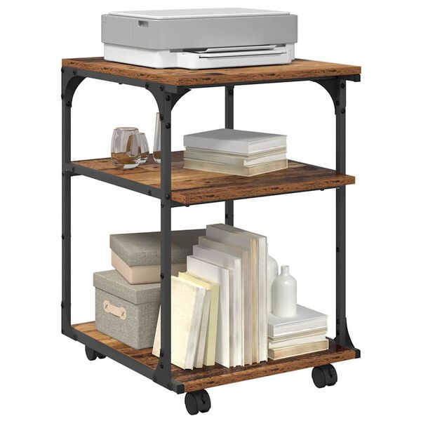 vidaXL Printerstand Oud Hout 43 x 48 x 64 cm Bewerkt hout