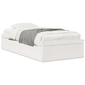 vidaXL Bedframe zonder matras massief grenenhout wit 75x190 cm