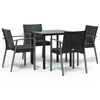vidaXL 5-delige Tuinset met kussens poly rattan en staal