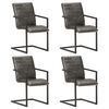 vidaXL Eetkamerstoelen 4 st echt leer grijs