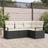 vidaXL Tuin Sofa Set met kussen met opslag 4 pcs Zwart en Cr&egrave;me