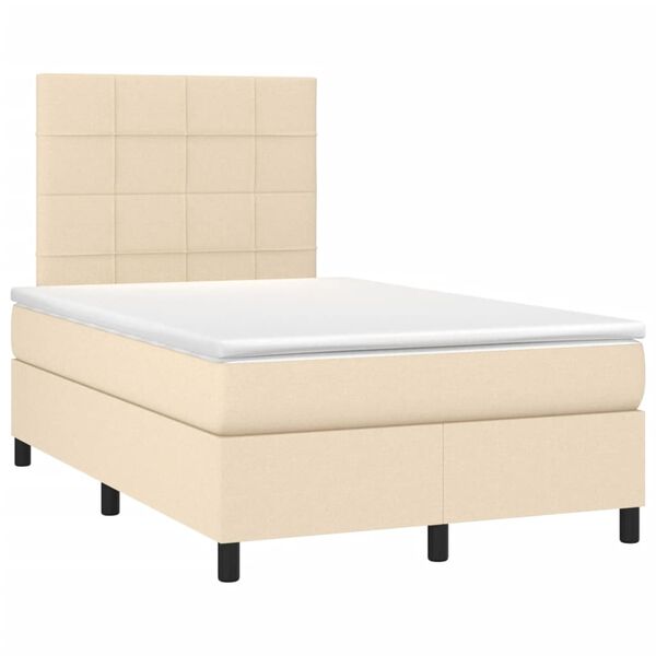 vidaXL Boxspring met matras en LED stof cr&egrave;mekleurig 120x190 cm