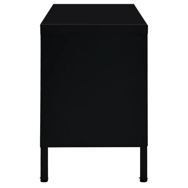 vidaXL Tv-meubel 90x30x44 cm staal en glas zwart