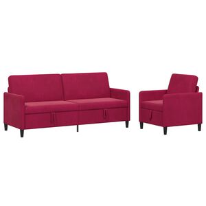 vidaXL Bankenset met opbergruimte 2 st Wijnrood Polyester