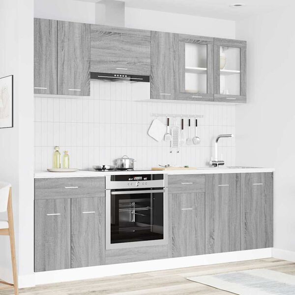 vidaXL Keukenkastenset met lade Lyon 8 pcs Grijs Sonoma Bewerkt hout