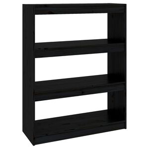 vidaXL Boekenkast/kamerscherm 80x30x103,5 cm massief grenenhout zwart