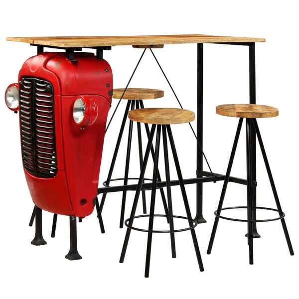 vidaXL 5-delige Barset 120x60x107 cm massief mangohout