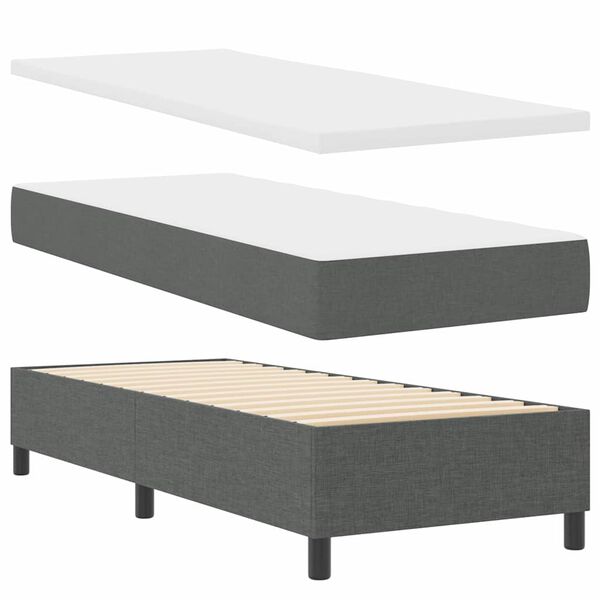 vidaXL Boxspringbed met matras Donkergrijs 80 x 200 cm Stof