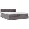 vidaXL Ottoman bed met matrassen 200x200cm kunstleer grijs