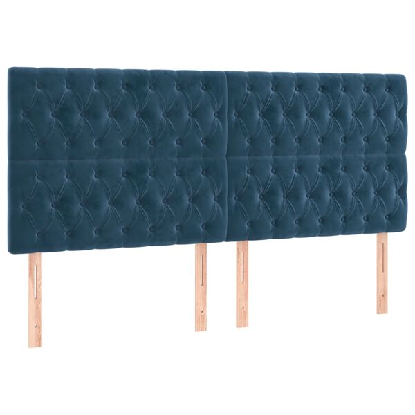 vidaXL Hoofdbord donkerblauw 180x7x118/128 cm fluweel