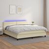 vidaXL Boxspring met matras en LED kunstleer cr&egrave;mekleurig 160x200 cm