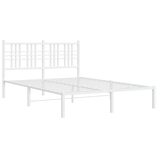vidaXL Bedframe met hoofdbord metaal wit 135x190 cm