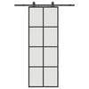 vidaXL Schuifdeur met beslagset 76x205 cm ESG glas zwart