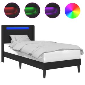 vidaXL Bedframe met LED-stripverlichting Zwart 80 x 200 cm Kunstleer