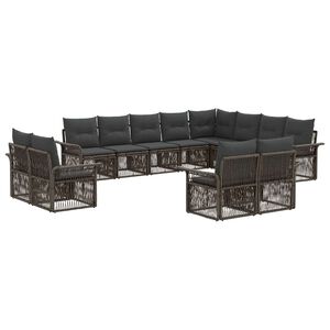 vidaXL Tuinbankenset 12 pcs Grijs en Donkergrijs poly rattan