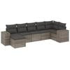 vidaXL 7-delige Loungeset met kussens poly rattan grijs