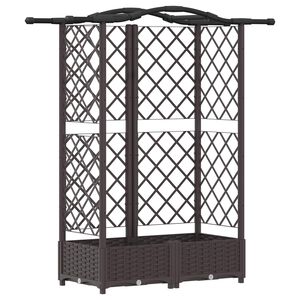 vidaXL Verhoogd Bed met Trellis en Dak Bruin 124 x 40 x 126 cm PP