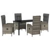 vidaXL Tuin eettafelset 5 st Grijs poly rattan