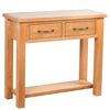 vidaXL Wandtafel met 2 lades 83x30x73 cm massief eikenhout
