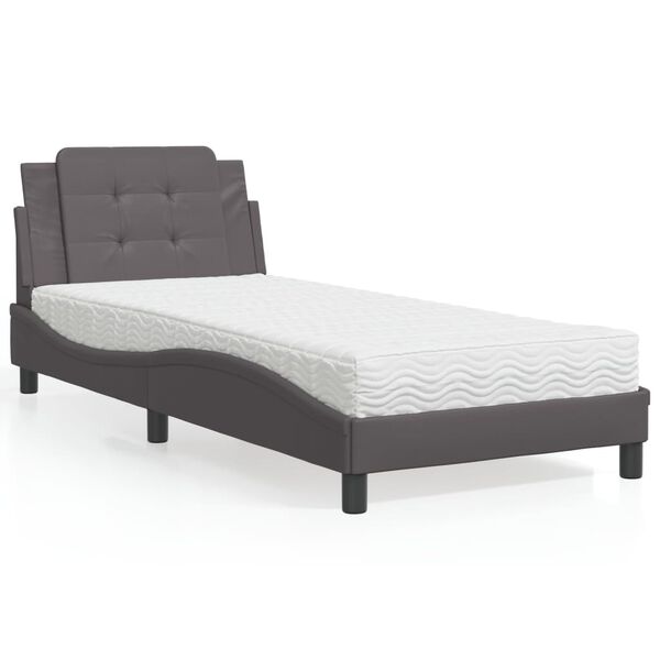 vidaXL Bedframe zonder matras "Zadar" kunstleer grijs 100x200 cm