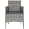 vidaXL 5-delige Tuinset poly rattan en massief acaciahout grijs
