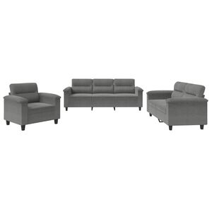vidaXL 3-delige Loungeset met kussens microvezelstof donkergrijs