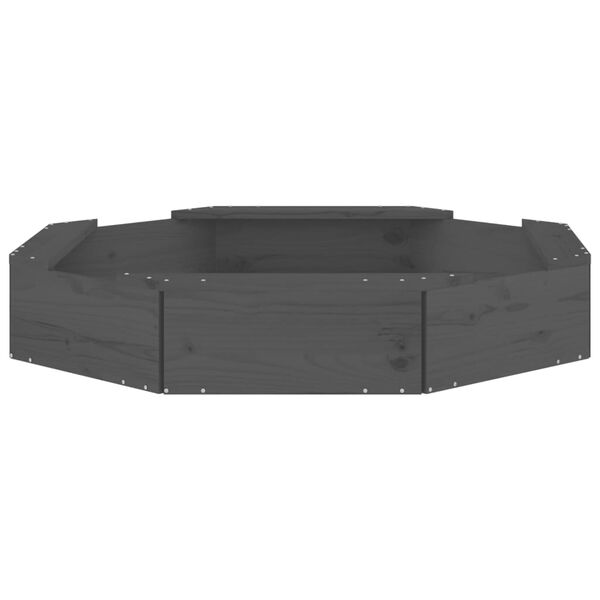 vidaXL Zandbak met bankjes achthoekig massief grenenhout grijs