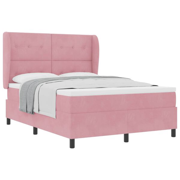 vidaXL Boxspringbed met matras Roze 200 x 140 cm Fluweel