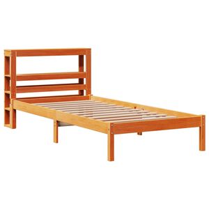 vidaXL Bedframe met hoofdbord massief grenenhout wasbruin 100x200 cm