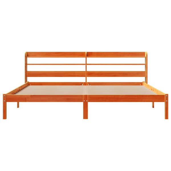vidaXL Bedframe met hoofdbord massief grenenhout wasbruin 180x200 cm