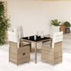 vidaXL 5-delige Bistroset met kussens poly rattan beige
