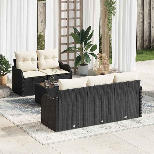 vidaXL Tuin Sofa Set Zwart poly rattan