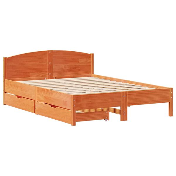 vidaXL Bedframe zonder matras massief grenenhout wasbruin 150x200 cm