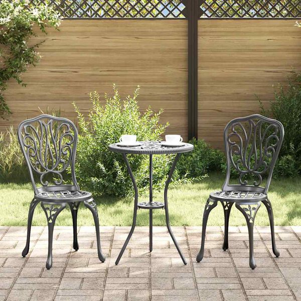 vidaXL Tuin Bistro Set 3 pcs Zwart Aluminium