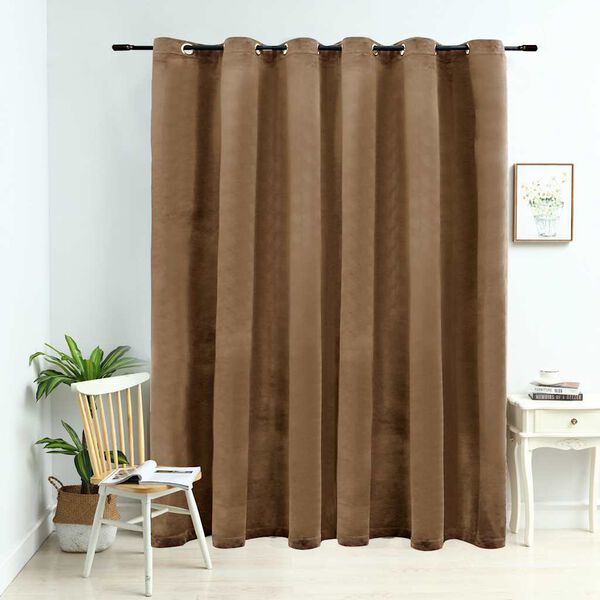 vidaXL Gordijn verduisterend met ringen 290x245 cm fluweel beige