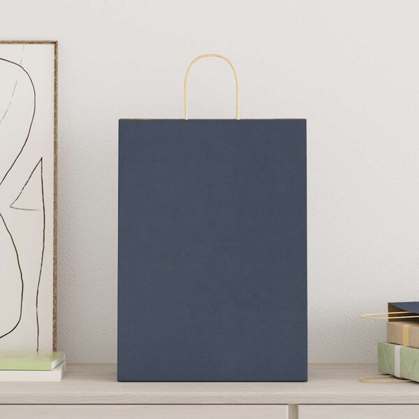 vidaXL Papieren zakken 50 st met hengsels 32x17x44 cm blauw