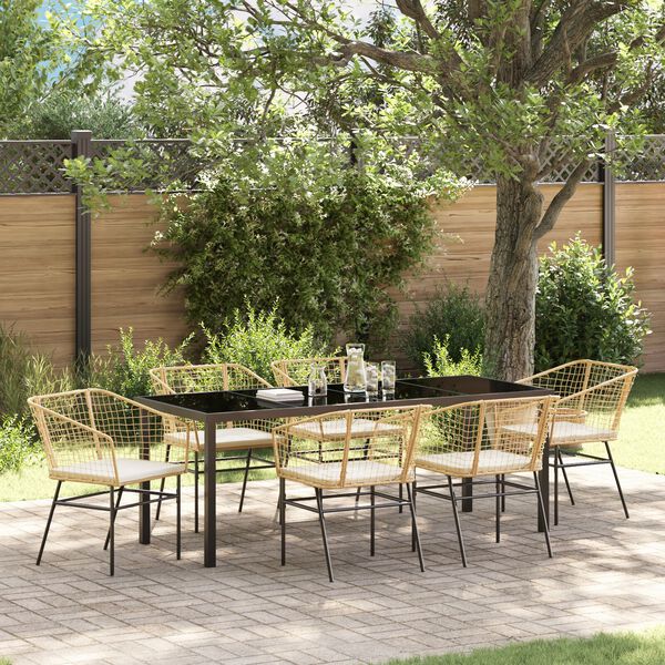 vidaXL Tuin Eetset 7 pcs Bruin poly rattan