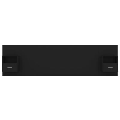 vidaXL Hoofdbord met kastjes bewerkt hout zwart