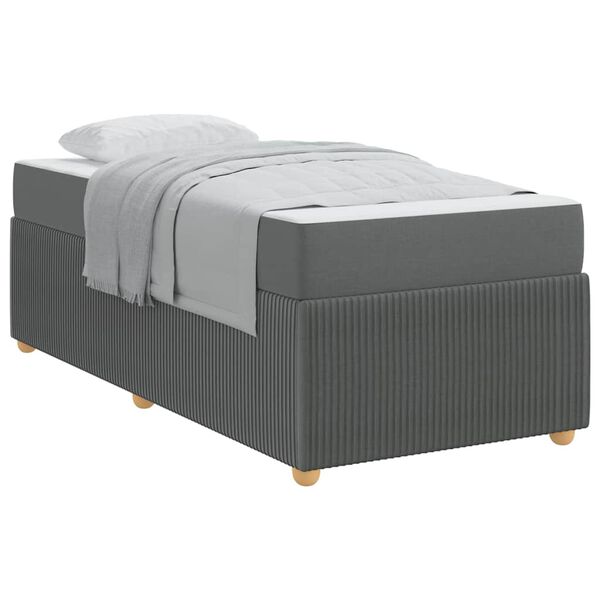 vidaXL Bedframe met matras met matras Donkergrijs 100 x 200 cm Stof