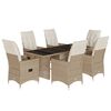 vidaXL 7-delige Bistroset met kussens poly rattan beige