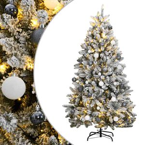 vidaXL Kunstkerstboom met scharnieren 300 LED's en kerstballen 180 cm