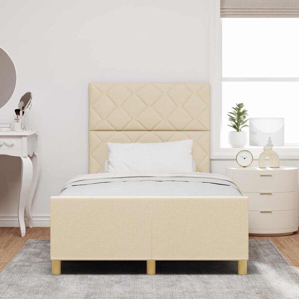 vidaXL Bedframe met hoofdeinde Cr&egrave;me 120 x 200 cm Stof