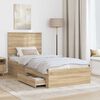 vidaXL Bedframe Sonoma Eiken en Zilver 75 x 190 cm Bewerkt hout