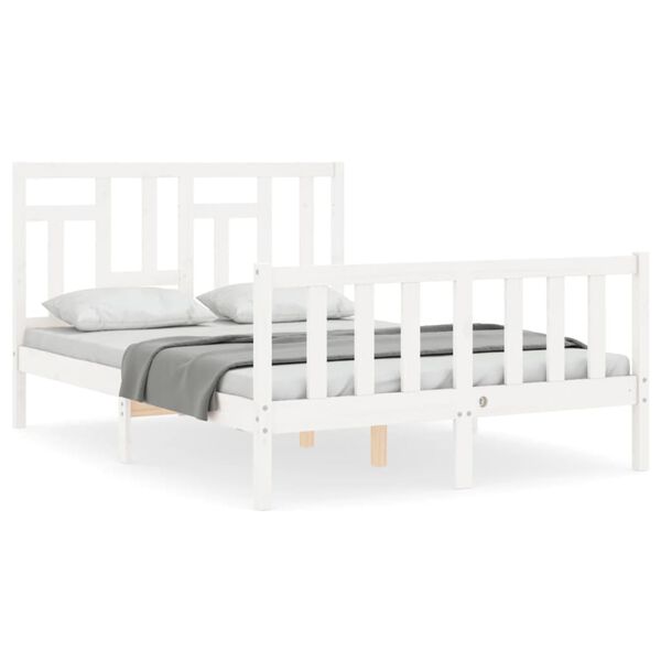 vidaXL Bedframe zonder matras massief grenenhout wit 140x190 cm