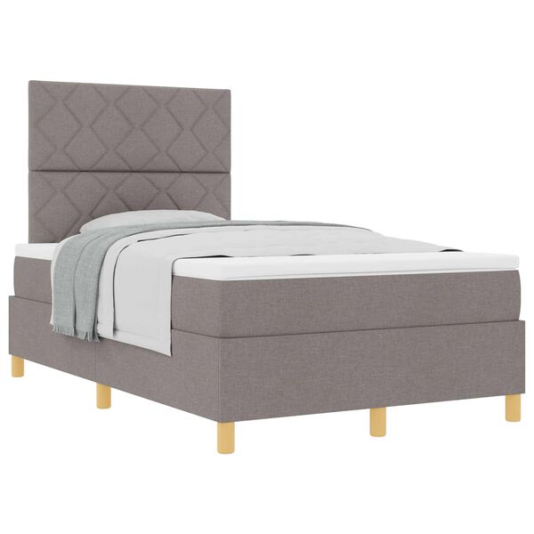 vidaXL Boxspringbed met matras met hoofdeinde Taupe 120 x 200 cm Stof
