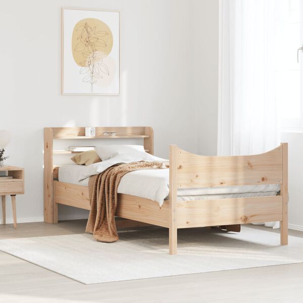 vidaXL Bedframe met hoofdbord massief grenenhout 100x200 cm