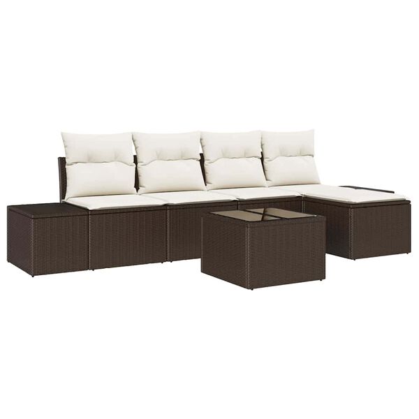 vidaXL Tuin Sofa Set met kussen 6 pcs Bruin poly rattan