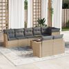 vidaXL 9-delige Loungeset met kussens poly rattan beige